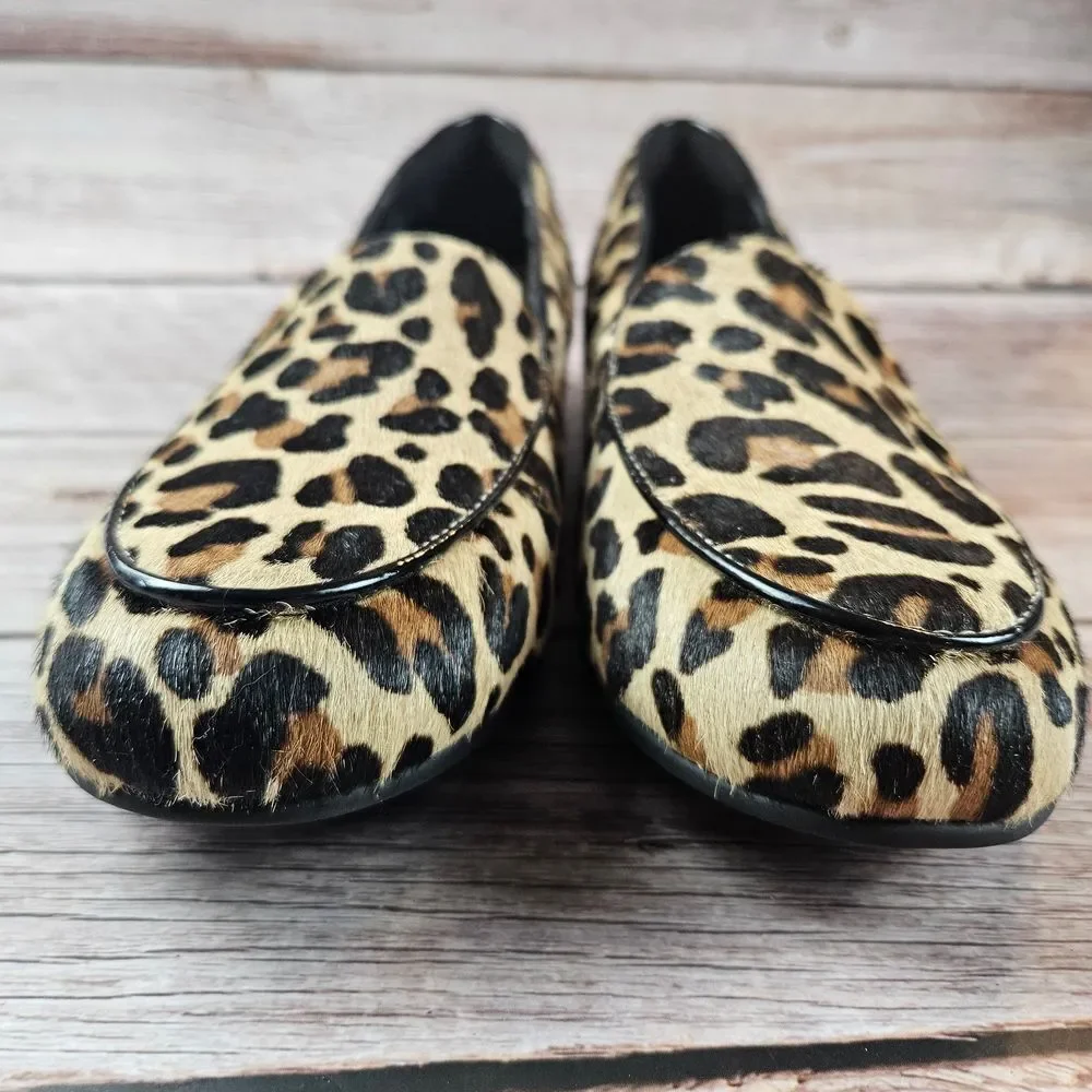 Clarks‎ Structured Un Blush Ease loafers flats, leopard pony hair, size 7
